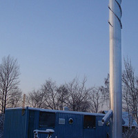 Дымовая труба высотой 16м.для котельной ( 2009 г).Ст12х18н10т,Ст09г2с,профлист МП20
